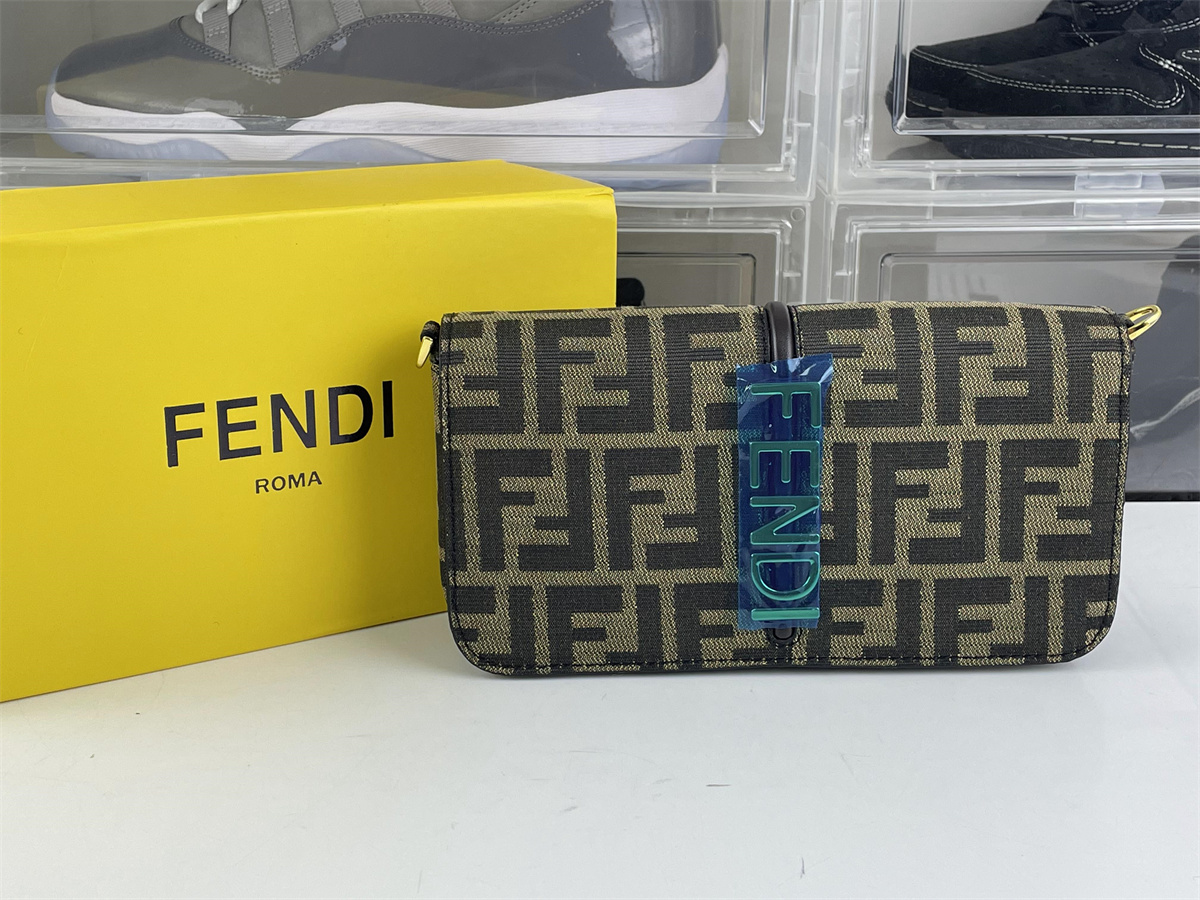 FENDI Grayphy bag with GOLD LOGO ( 22 x 11 x 5 cm) card bag inside