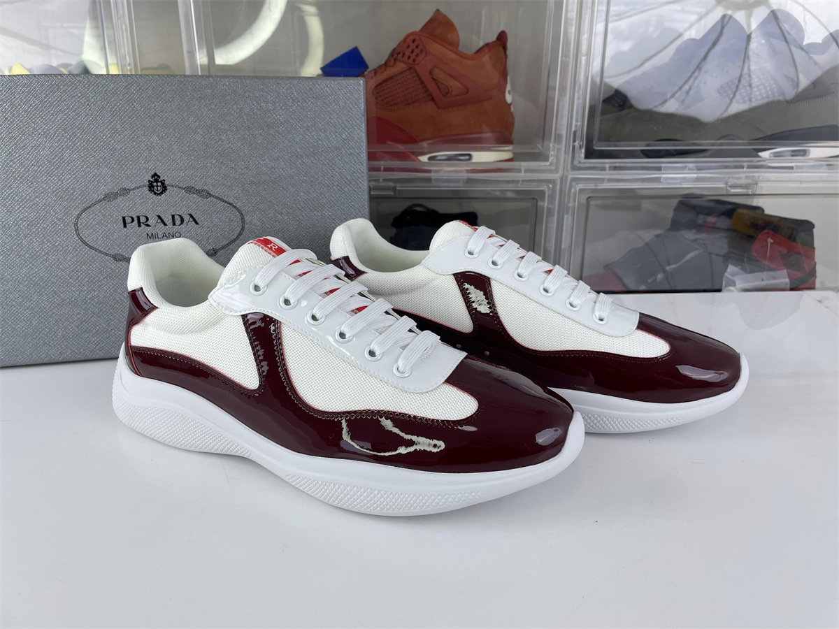 Prada America Cup Wine Red with white Mesh