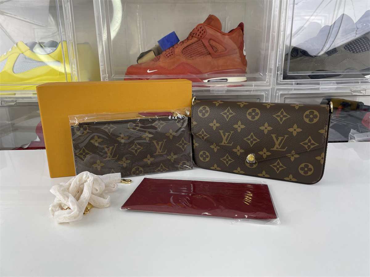 LV Chette Felicie brown mini bag, 3 for a set, (21 x 11 x 2 cm)