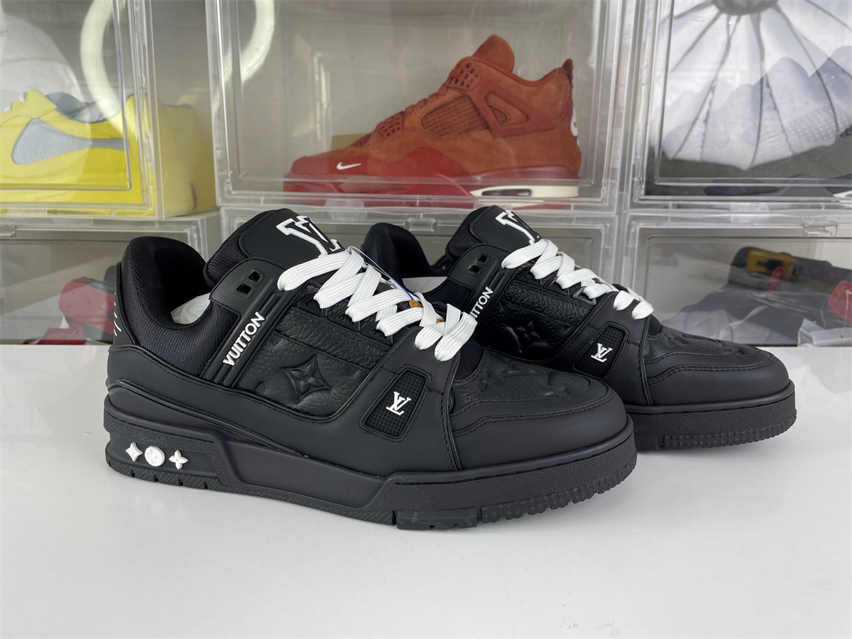 LV Matt Black Leather Tranier Sneakers
