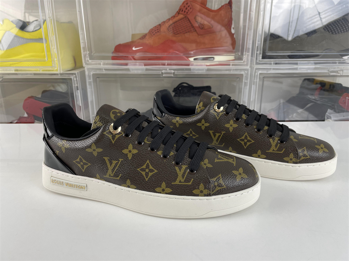 LV Brown Leather Monogram cowhide material skate shoes