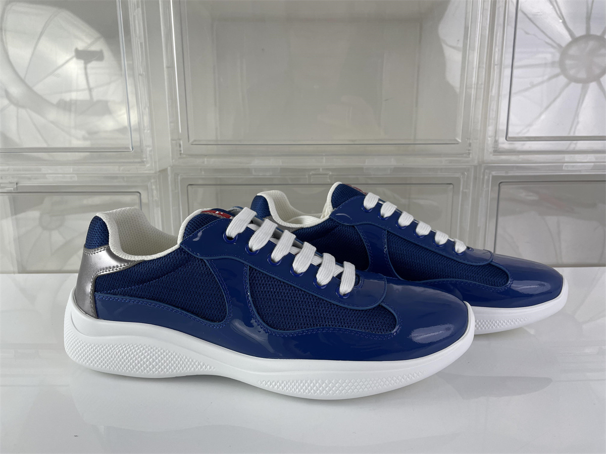 PRADA America Cup Bright Dark Royal Silver Leather shoes, (EU38-47)