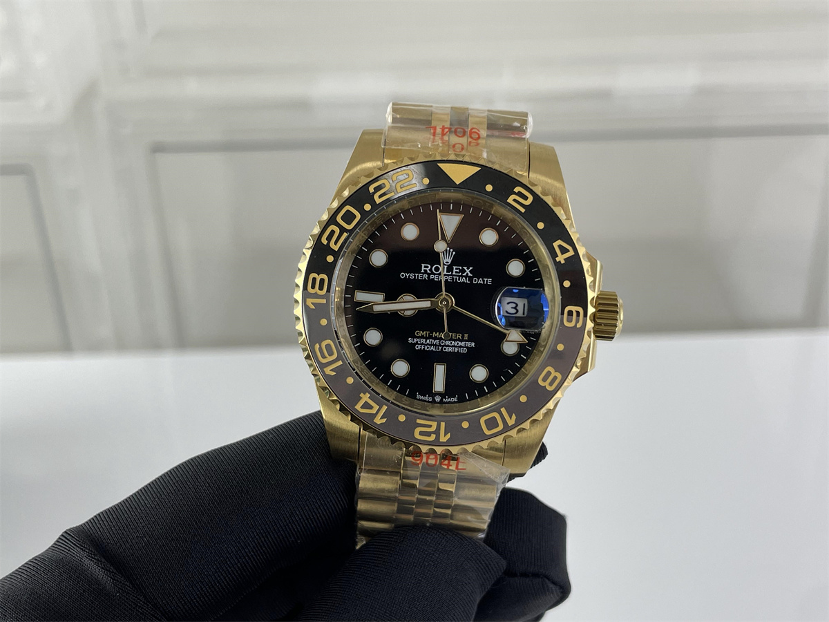 Rolex GMT Master 2 Black Yellow GOLD Automachine watch (41 mm)