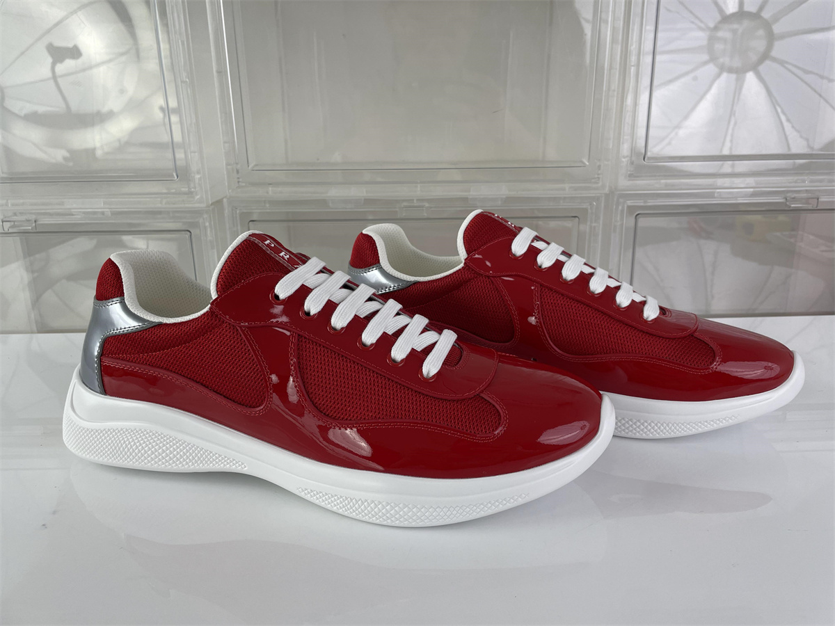 PRADA America Cup Bright Red Silver Leather shoes, (EU38-47)