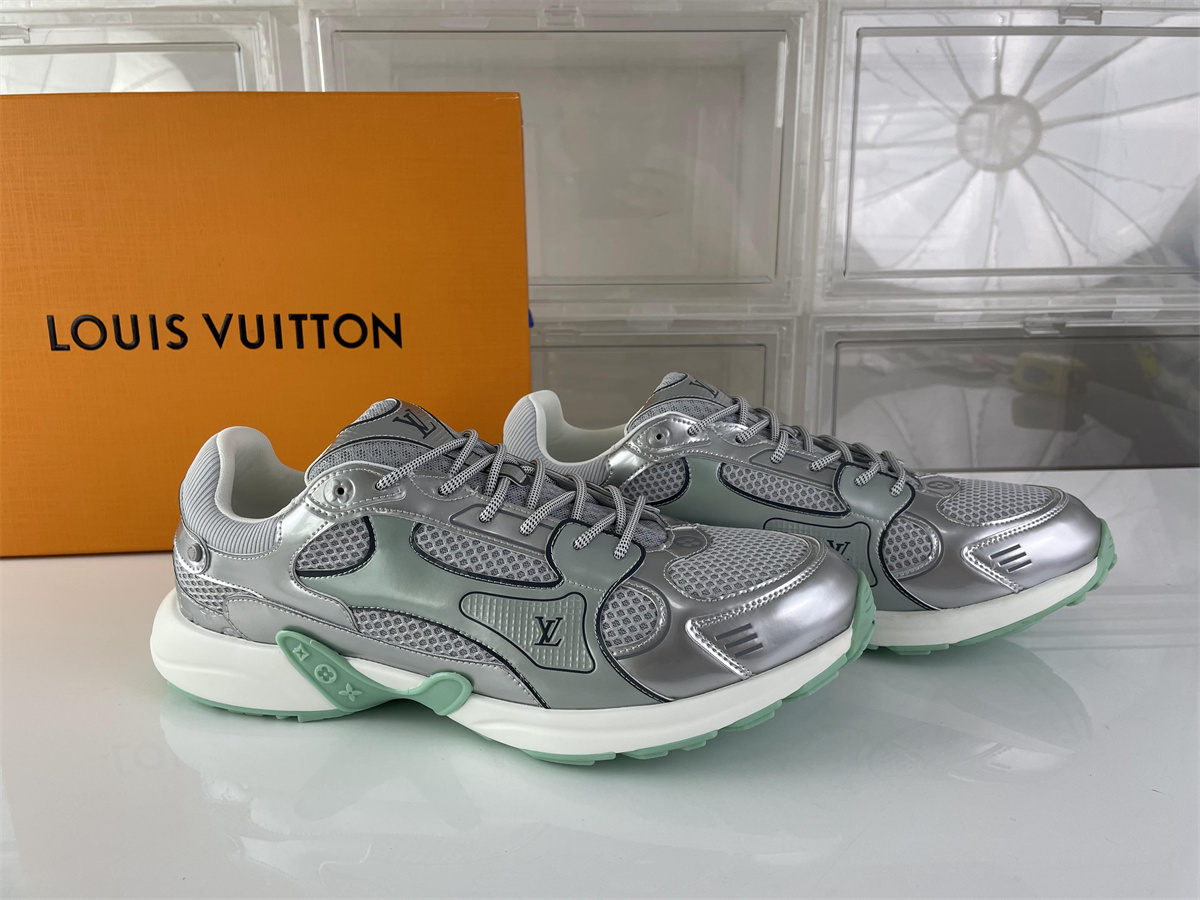 LV Louis Vuitton Olympia Silver Grey Water Green Sneaker, (EU35-46)