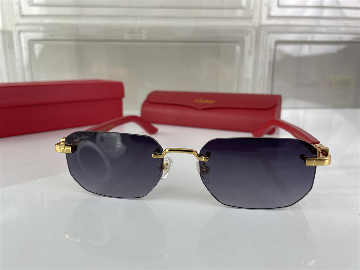 Cartier Purple gold Blue light protecting red leg sunglass, (size 56)