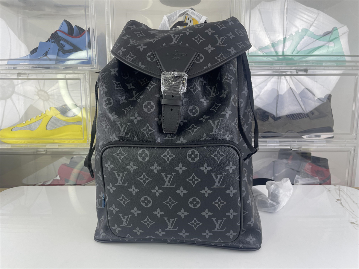 LV Montsouris Monogram Eclips Black Back Pack, (40 x 32 x 19 cm)