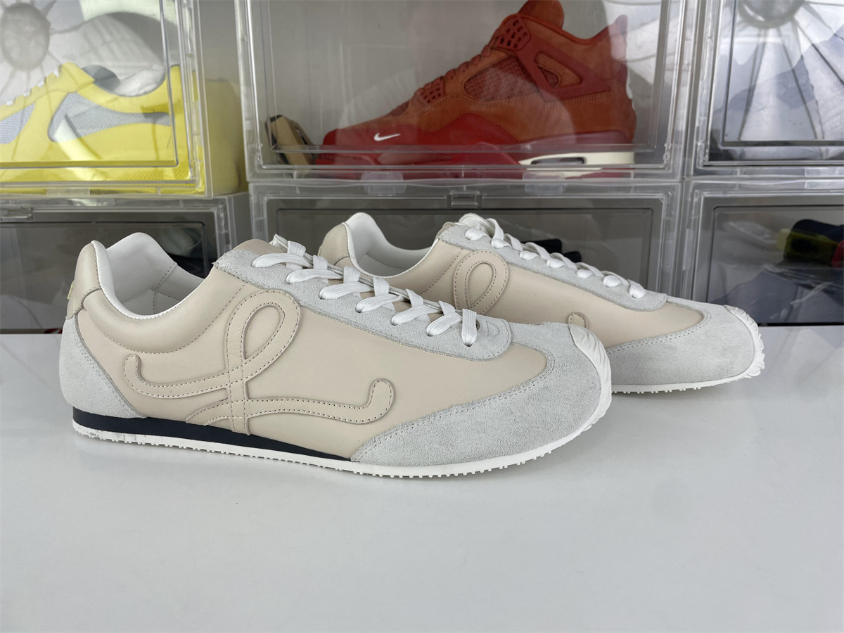 LOEWE Cream White Suede Ballet Runner
