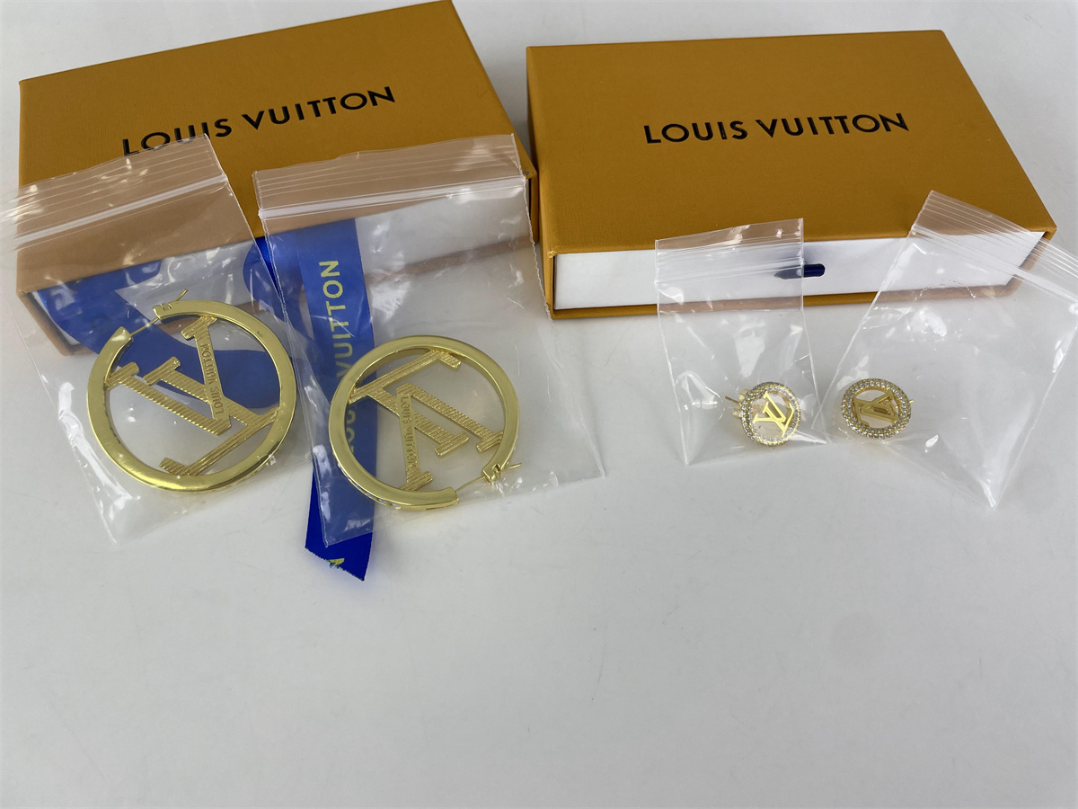 LV Gold color Earrings with Diamonds & Pearl, (price for 1 pair)