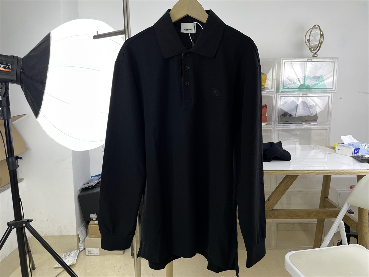 Burberry Black Long Shirt with Collar