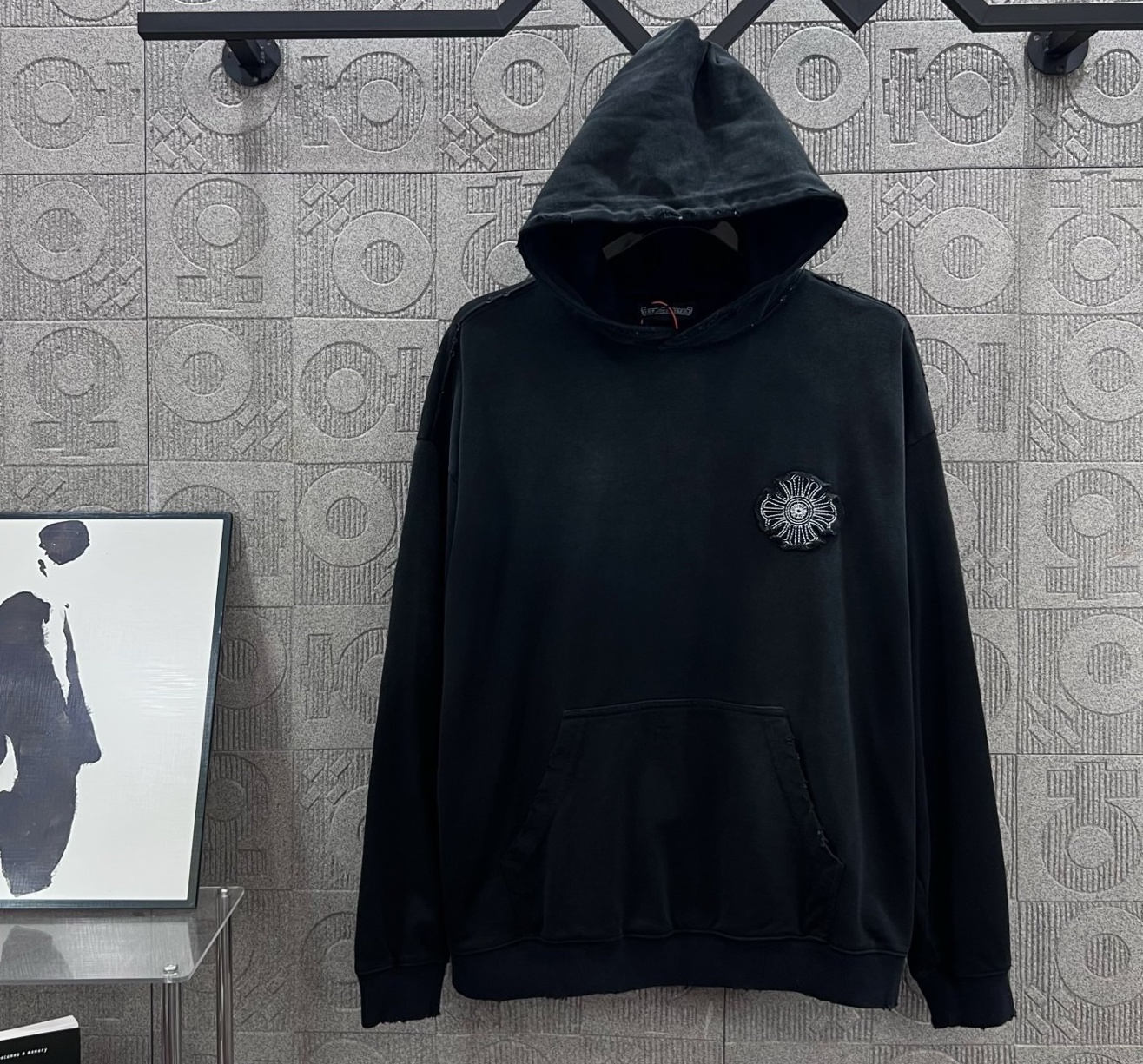 Chrome Heart Black Broken design Hoodie
