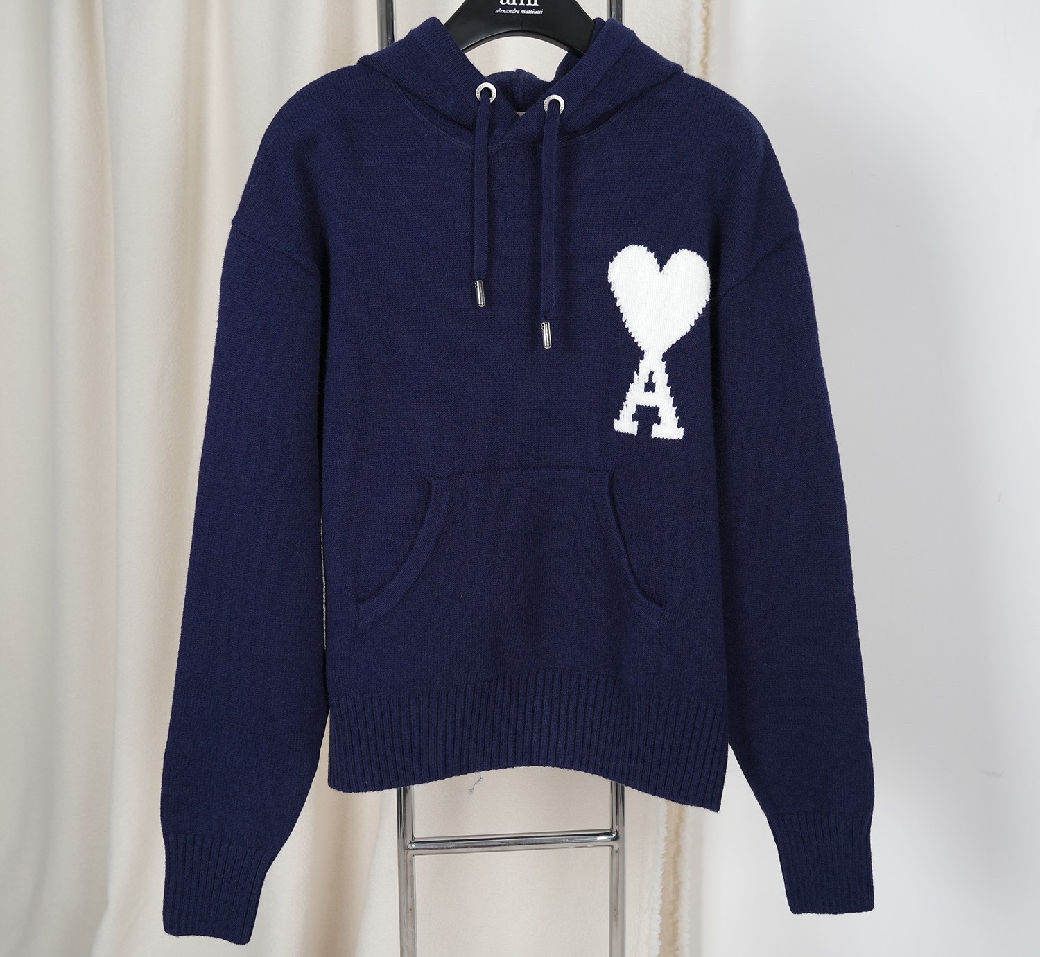 Ami White Love Heart Blue sweater Hoodie