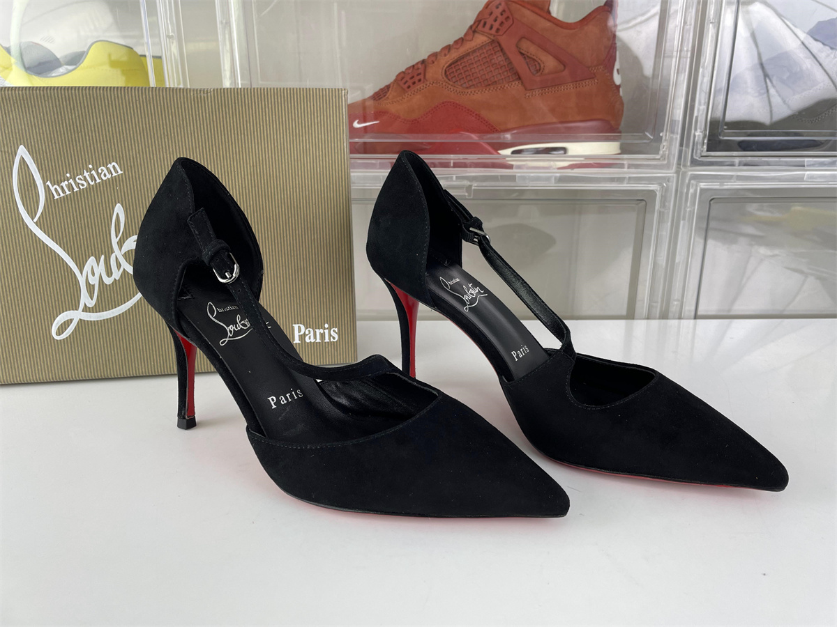 Christian Louboutin CL Black Suede Red bottom heel
