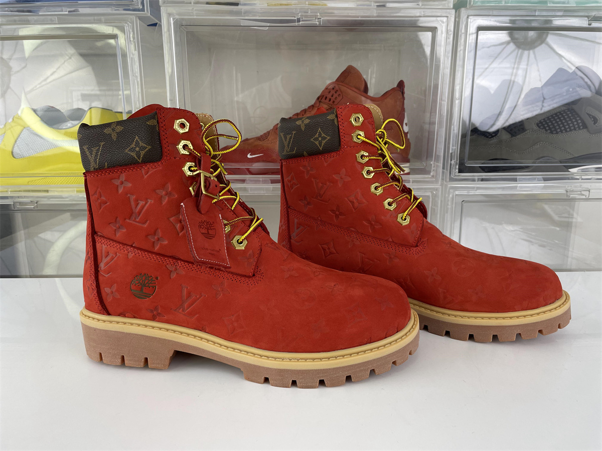 Timberland x LV High Boost Red color Suede material