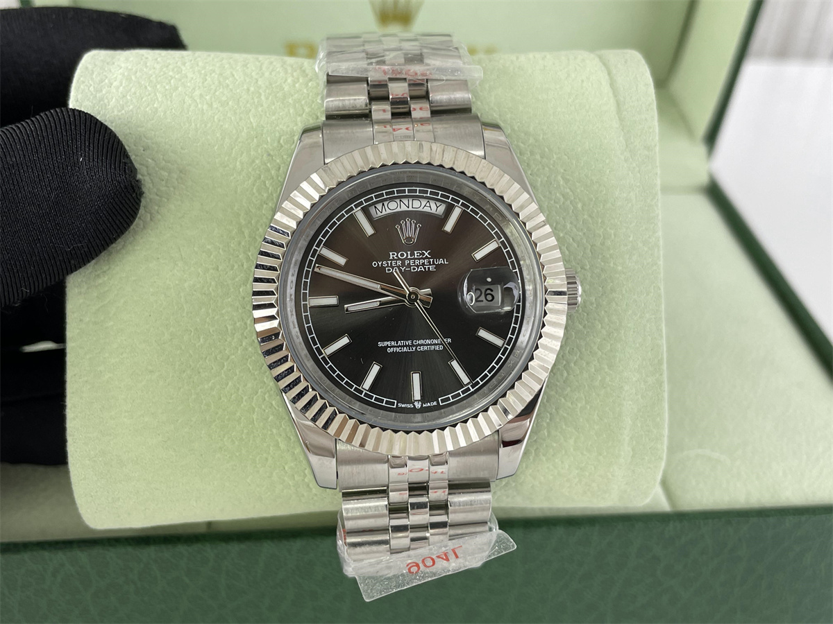 Rolex Day-Just Silver Black with Weekday Calendar Machine watch, 41mm