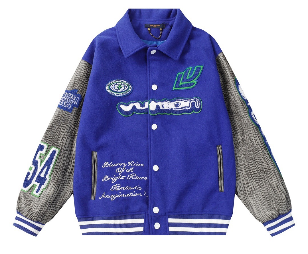 LV Louis Vuitton Blue Coral Fleece Jacket, S - XXL