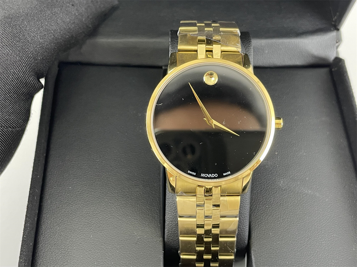 MOVADO Lovers GOLD Black Battery Watch, (30 or 38 mm)