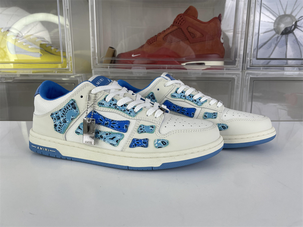 Amiri Skeleton Top Low Leather Sneakers White UNC