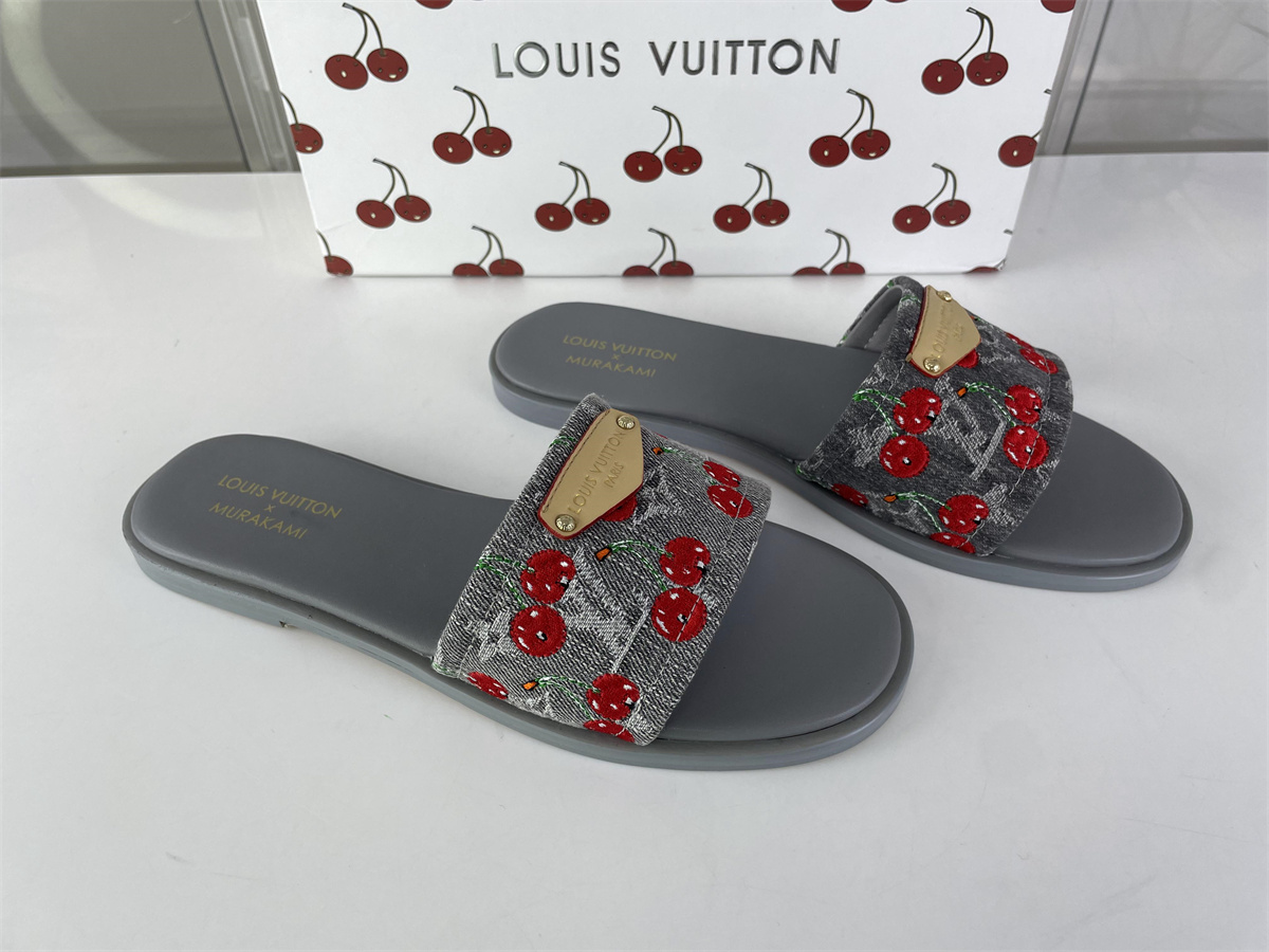 LV Louis Vuitton Ladies Cherry Grey slipper, (EU35-43)
