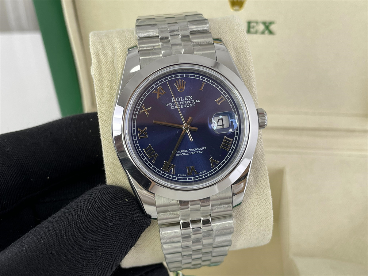 Rolex DateJust Smooth out circle Sea Blue color machine watch, 41mm
