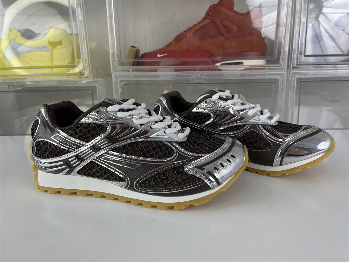 BOTTEGA VENETA ORBIT SNEAKER Fabric Caramel Silver