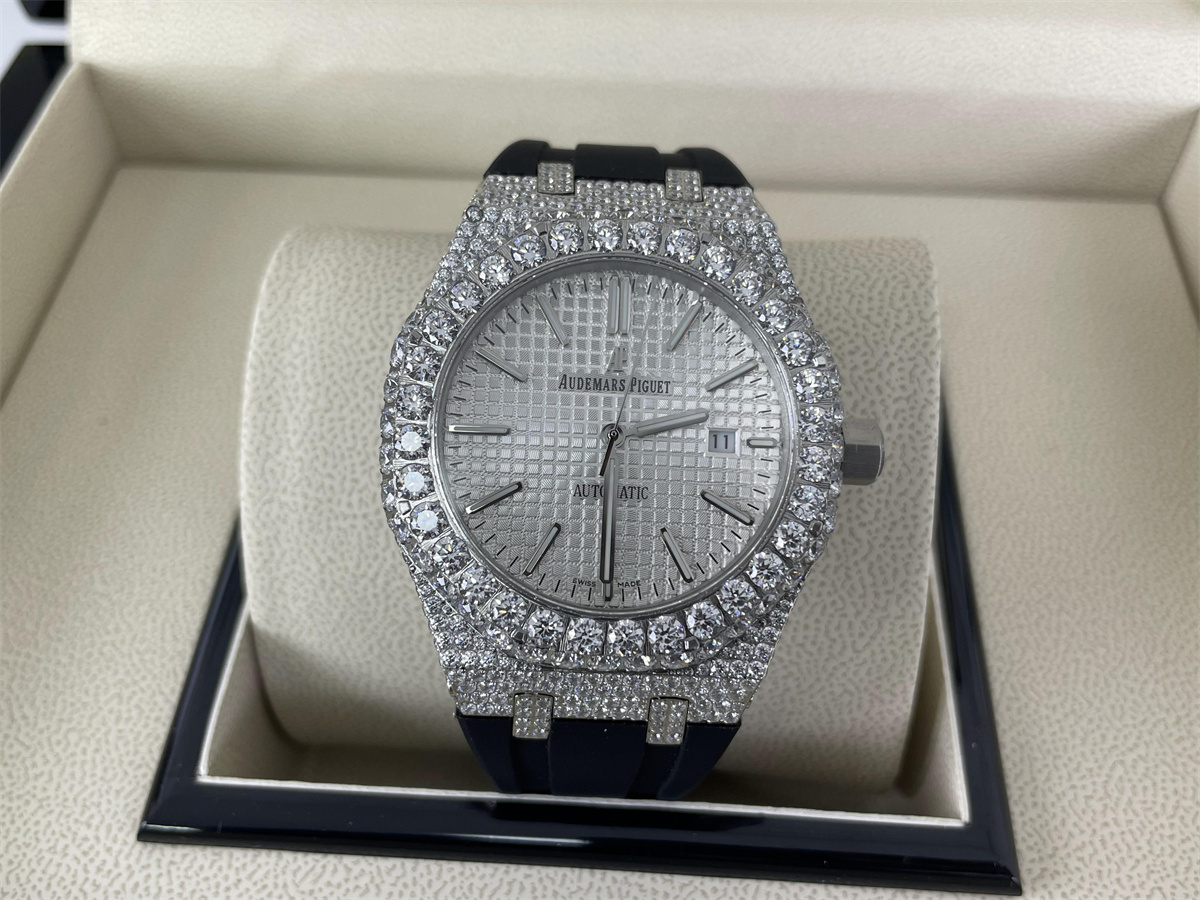 AP AUDEMARS PIGUET White Mossanite Diamonds Swiss machine watch, 42mm