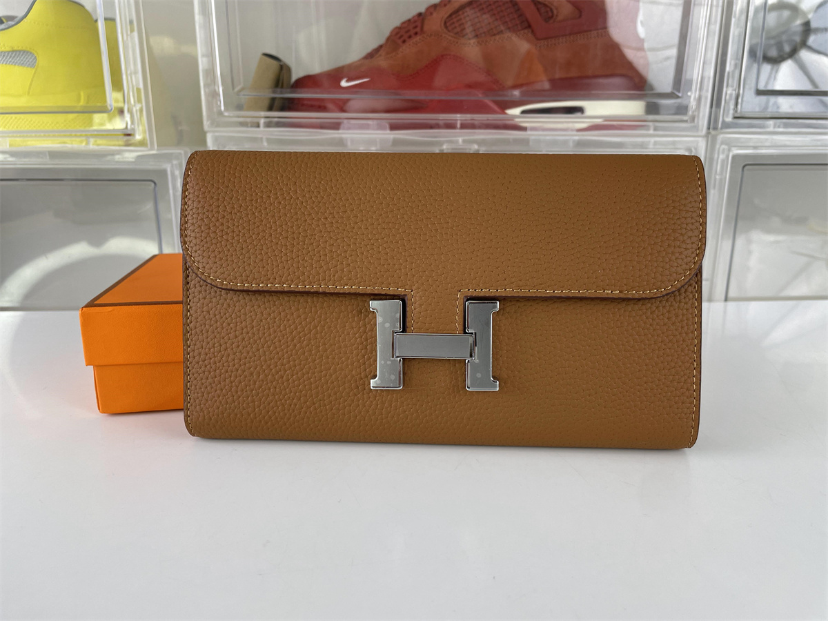 H Brand Constance togo leather wallet with Silver LOCK, ( 22 x 11 cm)