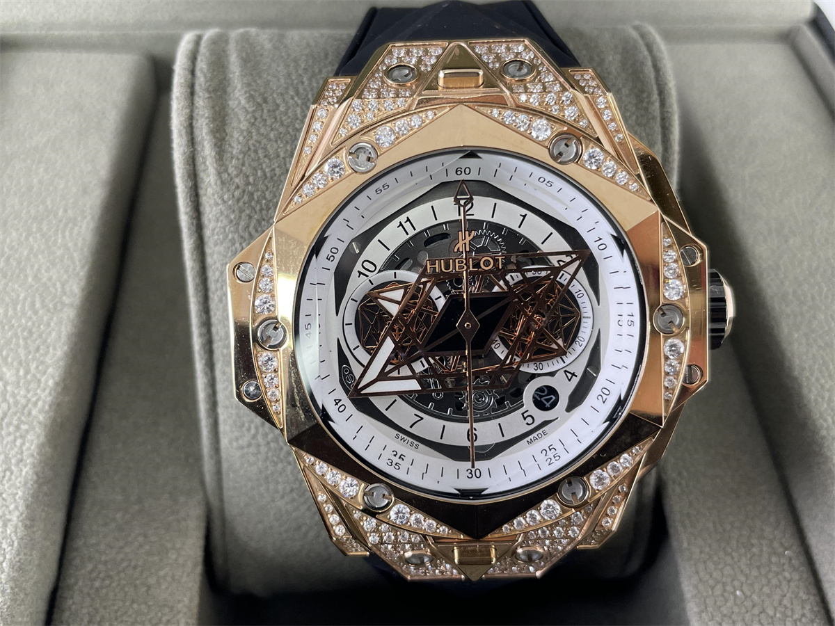 HUBLOT Mossanite Big Bang Sang Bleu Rose Gold Watch,  45mm