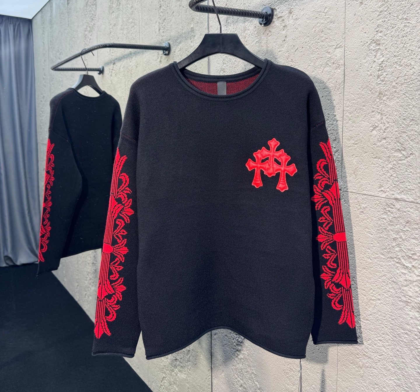 Chrome Heart Black Red Woolen Sweater, (S - XL )
