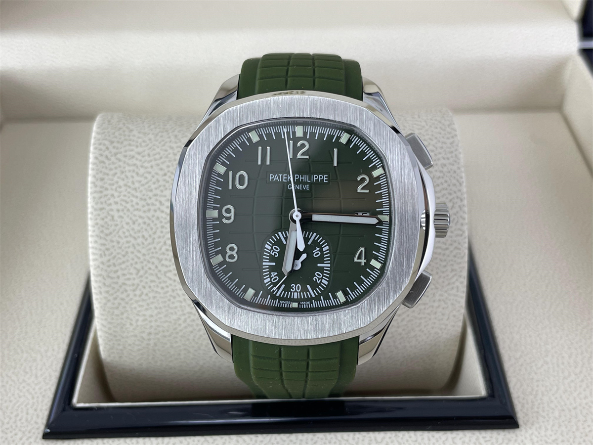 PATEK PHILIPPE Silver Green Grenade Machine Watch, 42.5mm