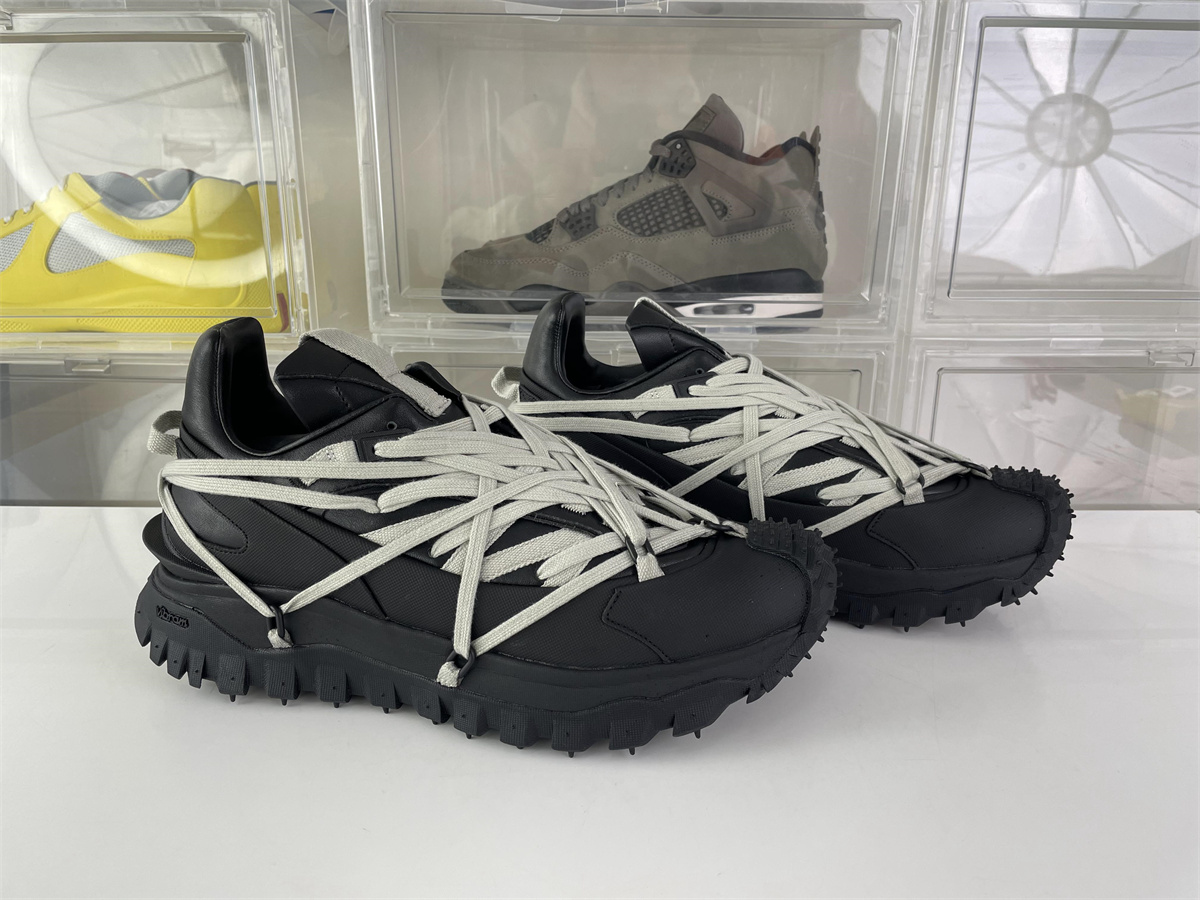 Moncler x Rick Owens Black Trailgrip with Vibram with laces sneaker