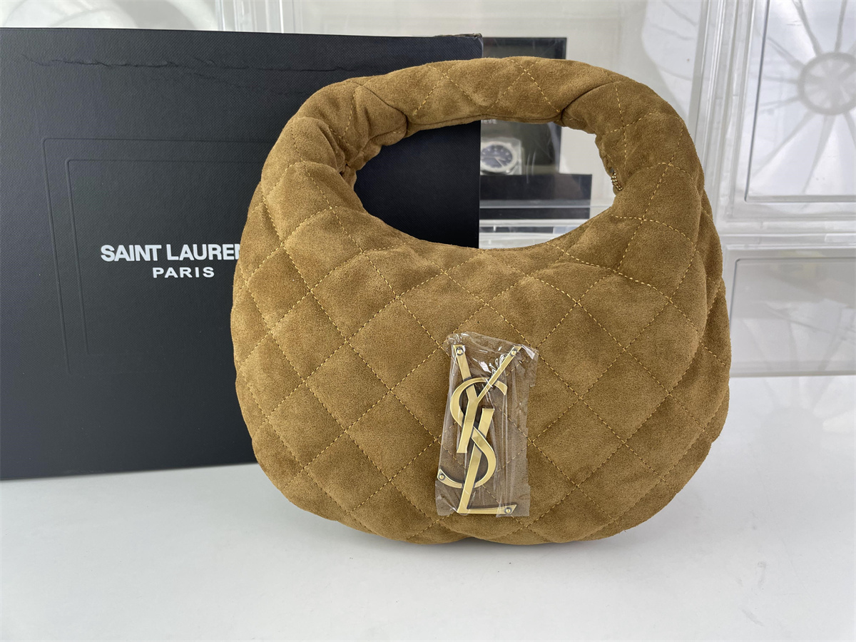 YSL Icare Baby Brown Suede lady's it bag, (18 x 17 x 4 cm)