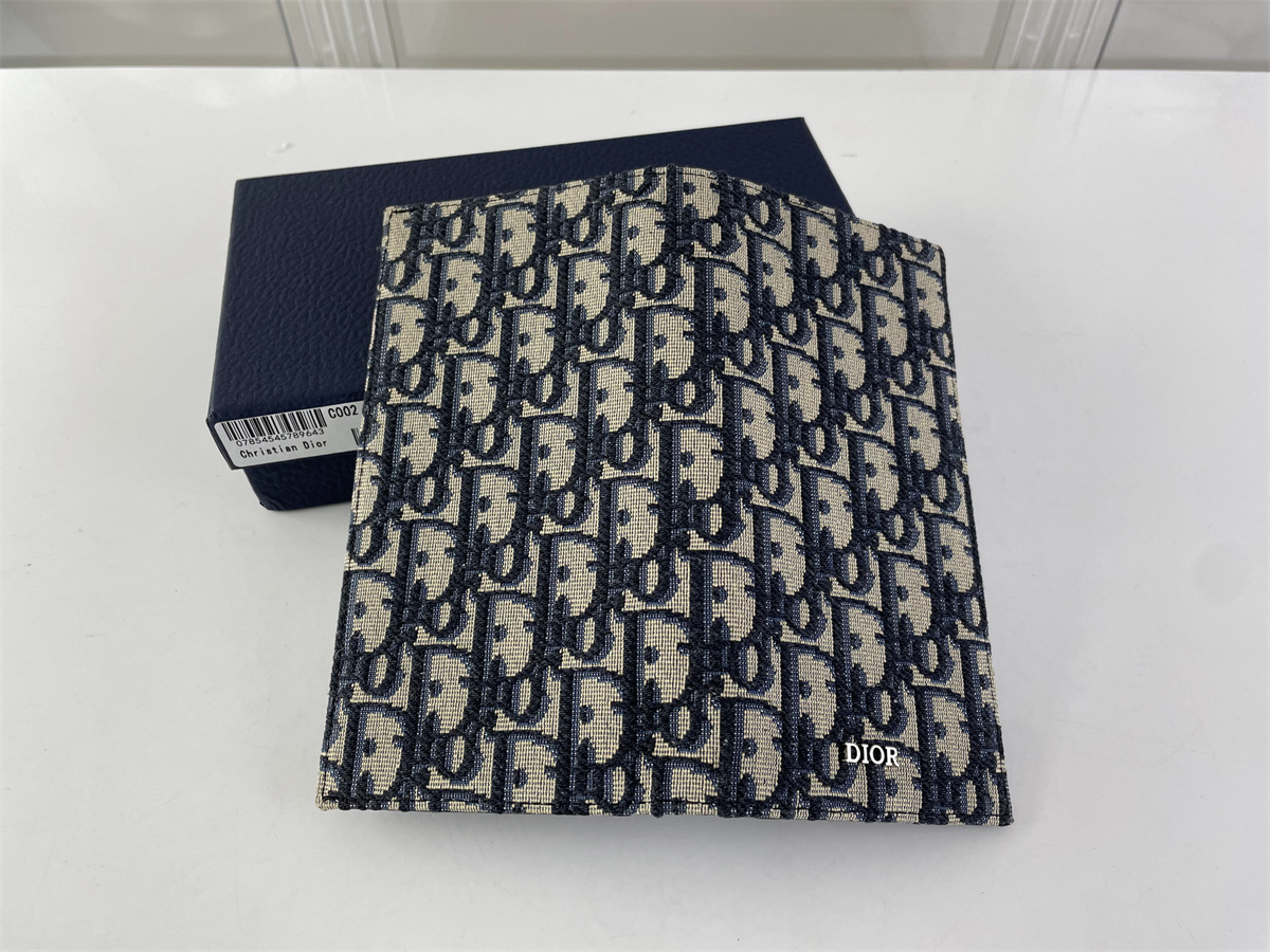 DIOR Blue Oblique Embossed Material long wallet, ( 18.5 x 9.5 cm )