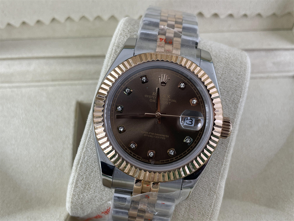 Rolex DATE-JUST Brown Silver Diamond Stone auto-machine watch, 41mm