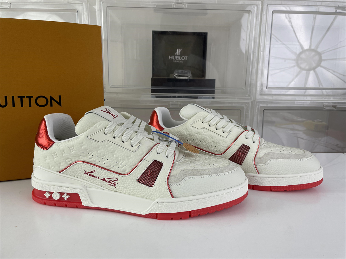 LV Louis Vuitton White Red #54 Skate shoes