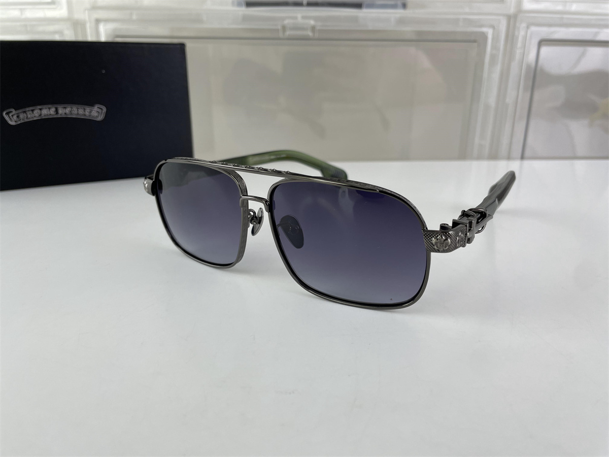 Chrome Heart Dark Green leg Purple Glass sunglasses