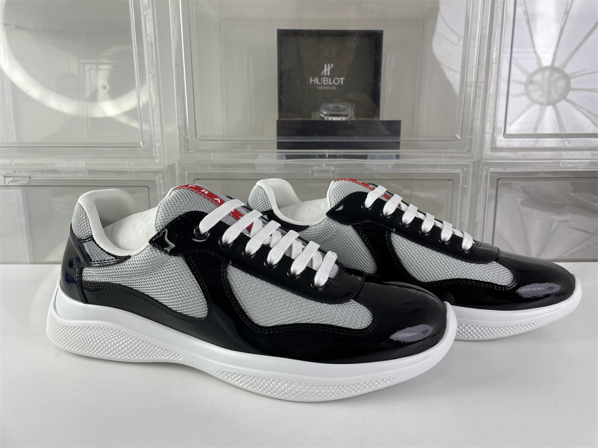 PRADA America Cup Bright Black Leather with Grey Mesh, (EU38-47)