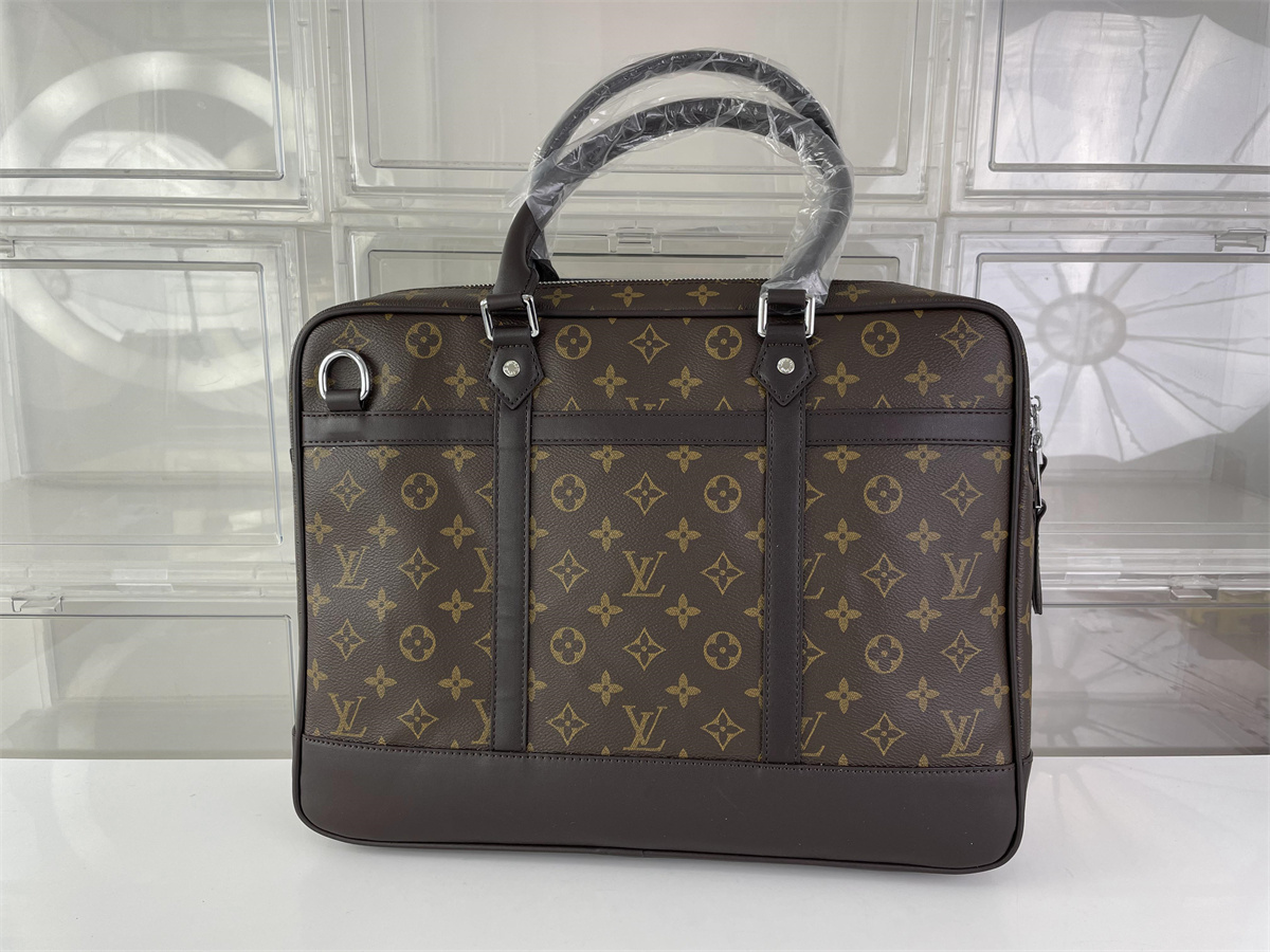 LV Louis Vuitton Damier Graphite Brown Porte-Documents Voyage handle bag,(35 x 27 x 6 cm)