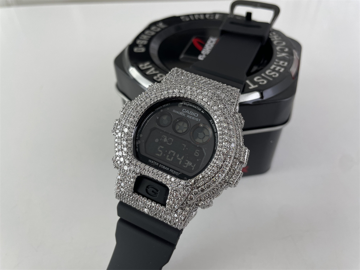 CASIO G-Shock Black Silver electronic watch with zircon stone