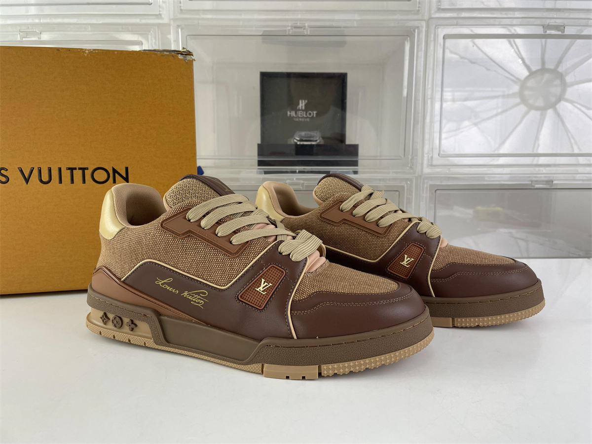 LV Louis Vuitton Brown Leather with canvas, (EU34-46)