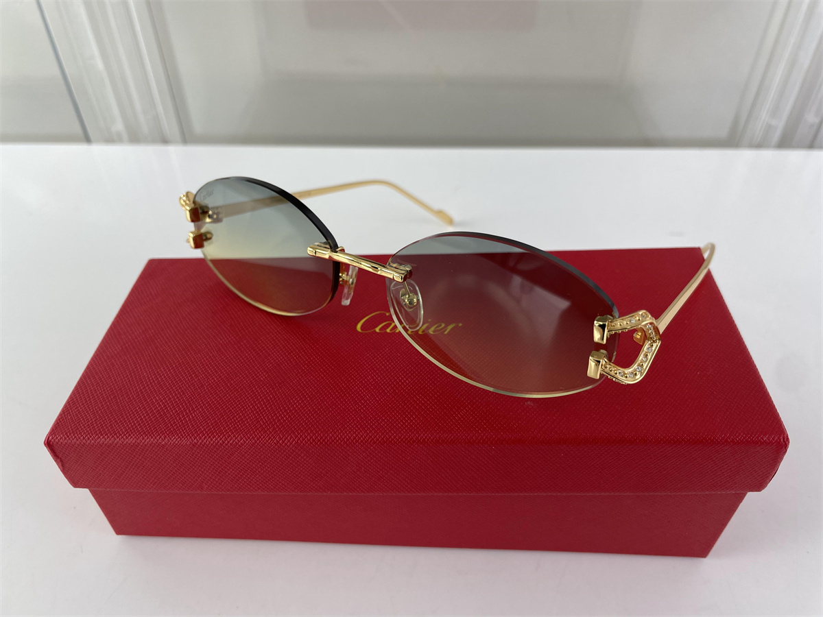 Cartier Brown Gold Sunglasses with Round shape