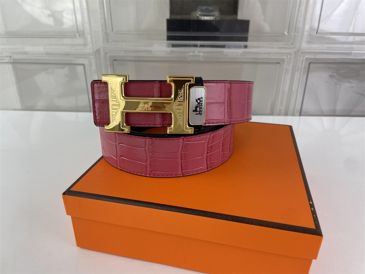 Hermes Wine Red Leather 18 Gold head Male Belt, ( 85-125cm)