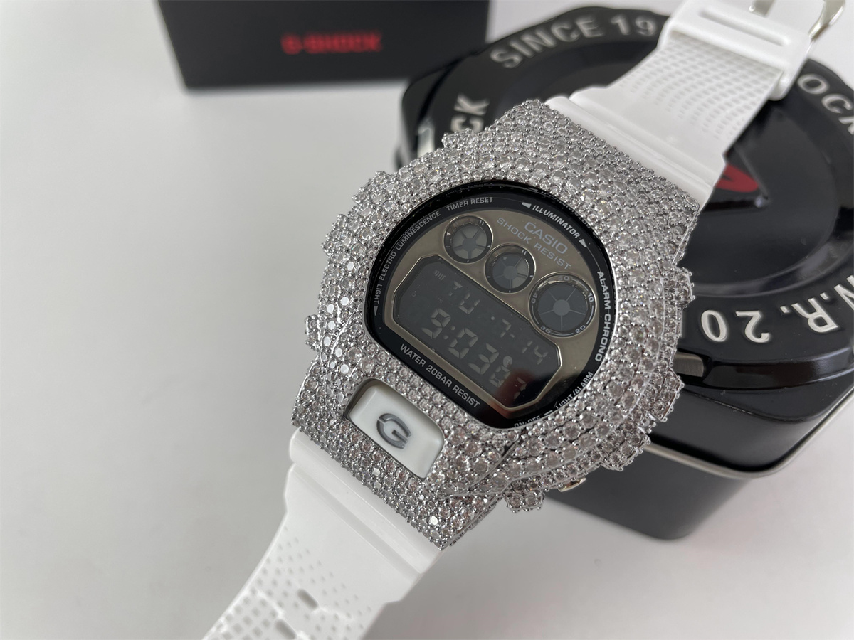 Casio G-shock White band Silver zircon stone electronic watch