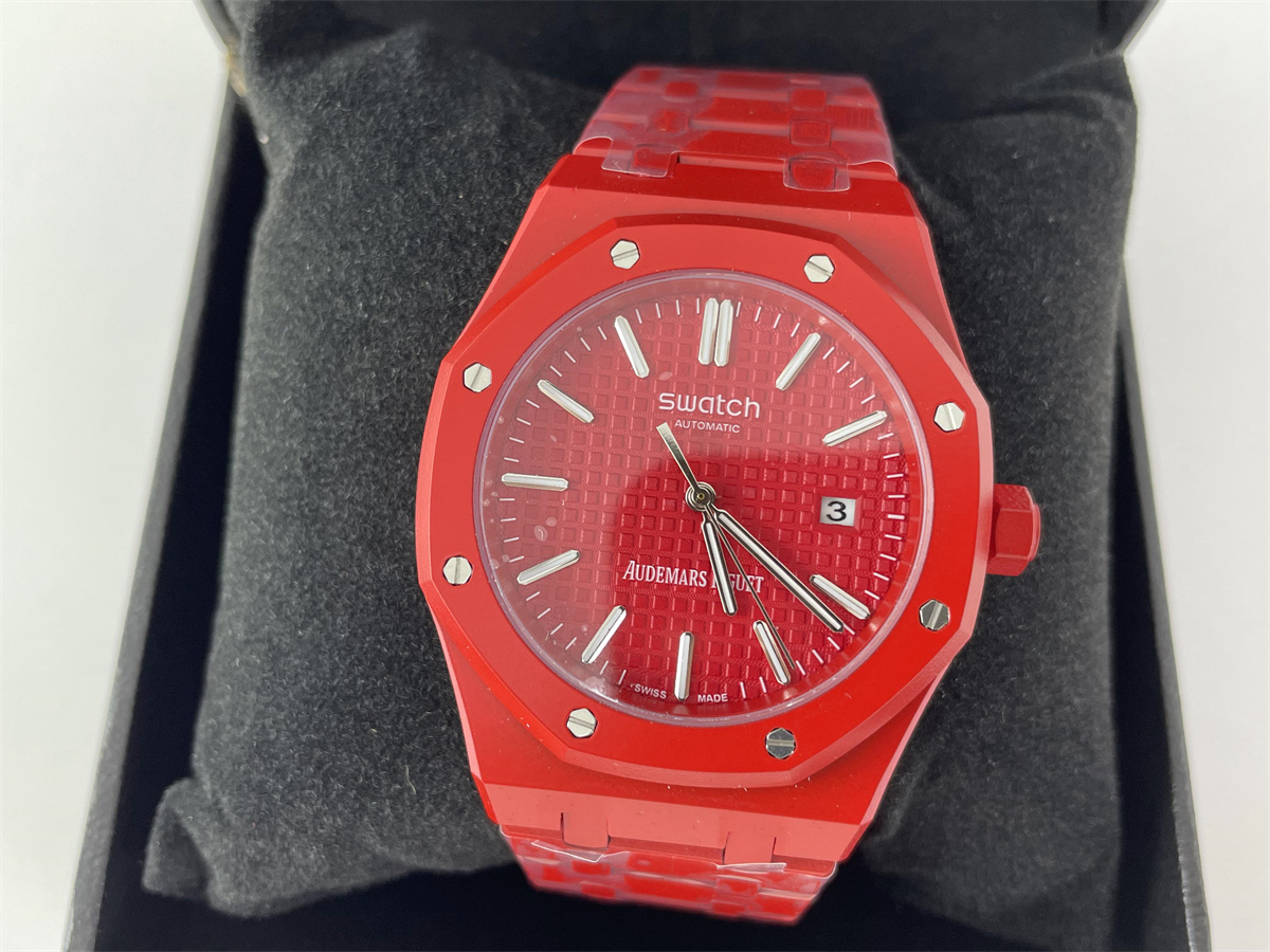AP Swatch Red Machine Watch with Steal Cover