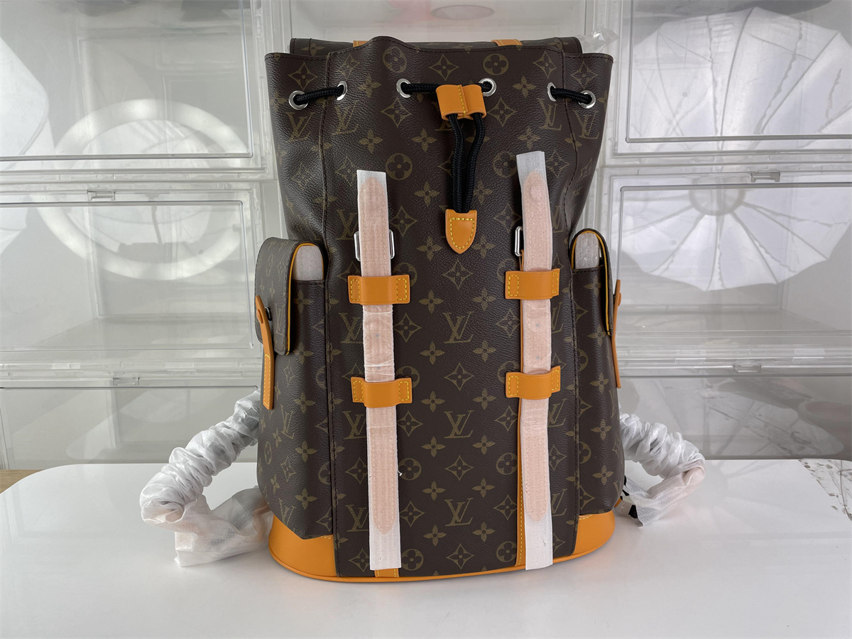 LV Louis Vuitton Christpher Colormania Brown Orange Backpack, (44 x 38x 12.5cm)
