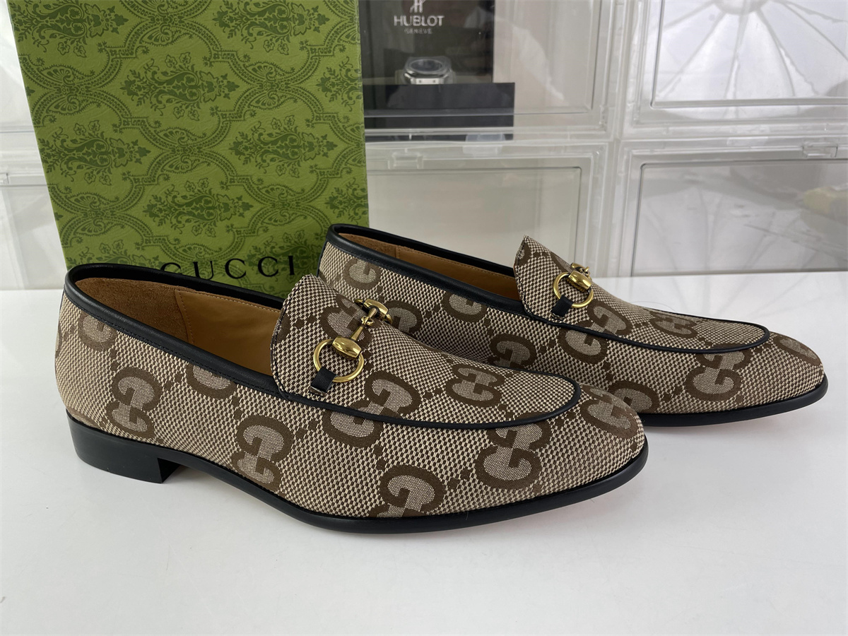 GUCCI Brown Canvas Male Dressing Shoes, (EU38-46)