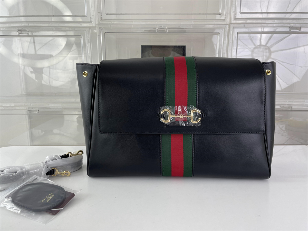 GUCCI Paparazzo Black big size handle bag, (37 x 29 x 13 cm)