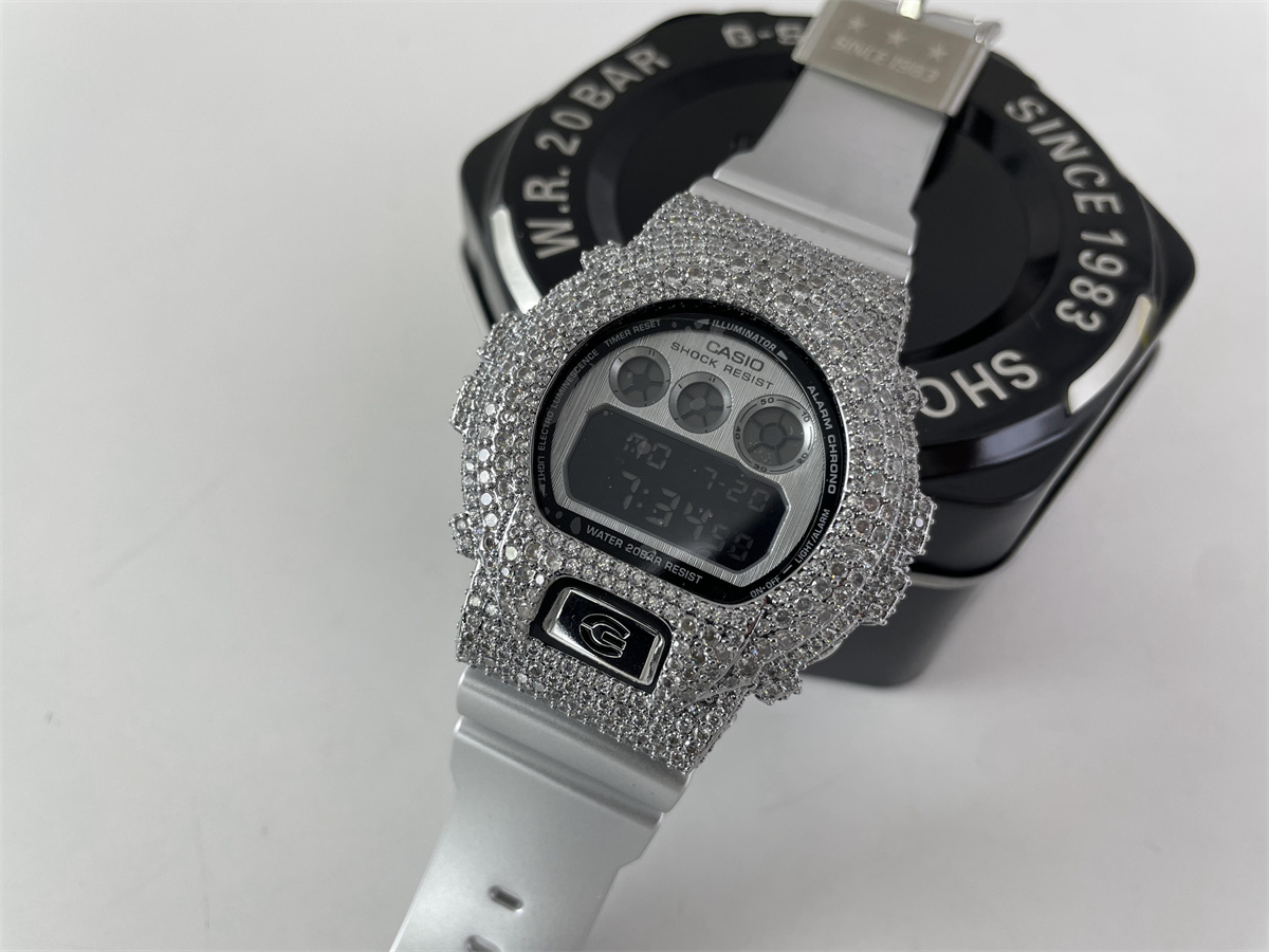Casio G shock Silver zircon stone with Silver band