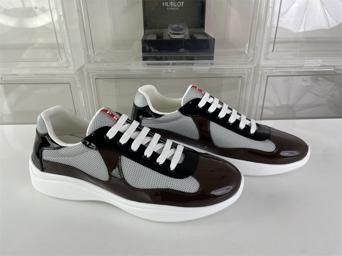 Prada America Cup Wine Red Black colors combained sneaker